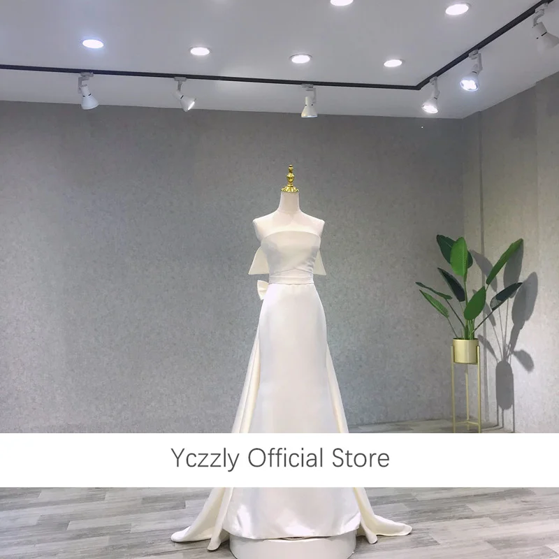 Real Photos Simple Strapless Lace Appliques Mermaid Wedding Gown Long Ivory Sequined Bride Dress With Bow YW451
Real Photos Simple Strapless Lace Appliques Mermaid Wedding Gown Long Ivory Sequined Bride Dress With Bow YW451