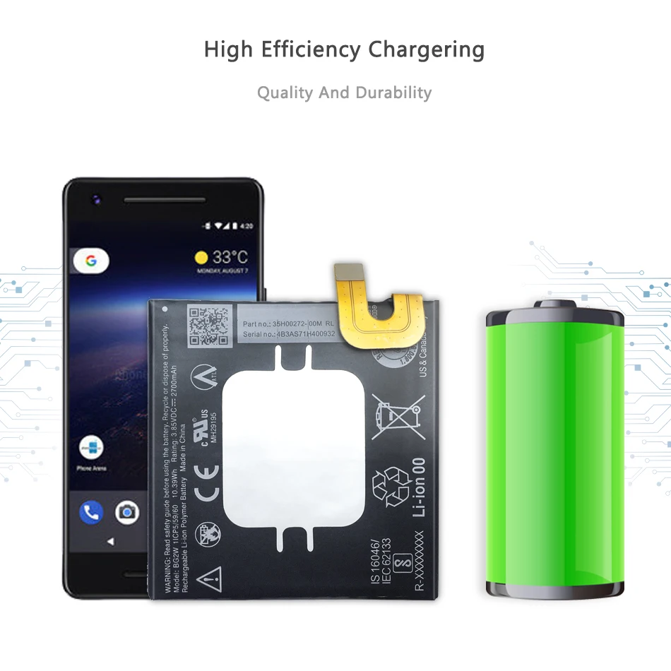 Mobile Phone Battery For HTC Google Pixel 2B Pixel 2 Muski Replacement Battery BG2W 2700mAh
Mobile Phone Battery For HTC Google Pixel 2B Pixel 2 Muski Replacement Battery BG2W 2700mAh