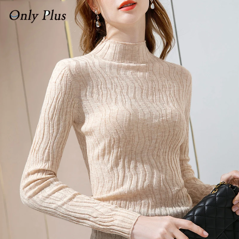 EVNISI Half-high Collar Knitted Top Women Spring Autumn Long-sleeve Slim Blouse Pleated Striped Solid All-match Casual Blouse
EVNISI Half-high Collar Knitted Top Women Spring Autumn Long-sleeve Slim Blouse Pleated Striped Solid All-match Casual Blouse