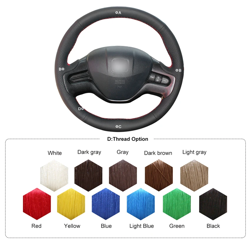 MEWANT Black Genuine Leather Car Steering Wheel Covers for Honda Civic Civic 8 2006 2007 2008 (2-Spoke)
MEWANT Black Genuine Leather Car Steering Wheel Covers for Honda Civic Civic 8 2006 2007 2008 (2-Spoke)
