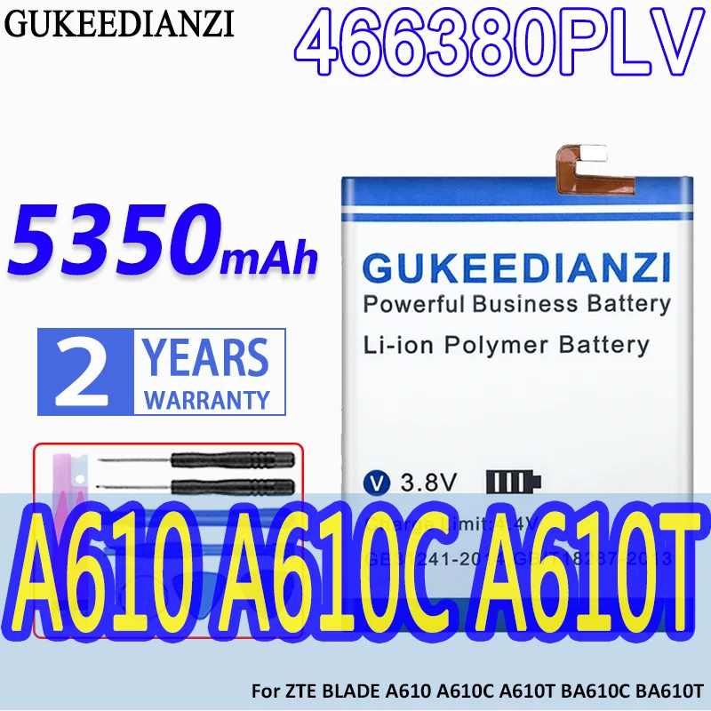 

GUKEEDIANZI High Capacity Battery 466380PLV 5350mAh For ZTE BLADE A610 A610C A610T BA610C BA610T Bateria