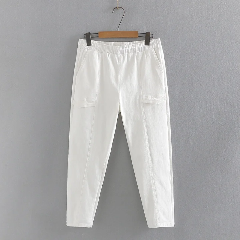 Plus Size Women's White Black Full Cotton Slim Pants XL-4XL Elastic Waist Solid Color Officewear Pants
Plus Size Women's White Black Full Cotton Slim Pants XL-4XL Elastic Waist Solid Color Officewear Pants
