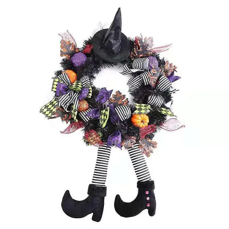 Halloween Wreath Door Hanging Decoration Witch Hat Leg Pumpkin Outdoor Door Wreath Happy Halloween Party Decoration
Halloween Wreath Door Hanging Decoration Witch Hat Leg Pumpkin Outdoor Door Wreath Happy Halloween Party Decoration