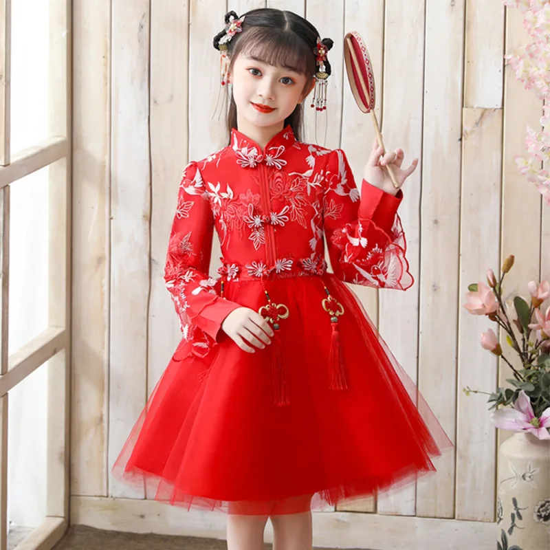 Flower Girl Dress For Wedding Girls Chinese Hanfu Embroidery Cheongsam Tutu Ball Gown Dress Princess Dresses Kids New Year Dress
Flower Girl Dress For Wedding Girls Chinese Hanfu Embroidery Cheongsam Tutu Ball Gown Dress Princess Dresses Kids New Year Dress