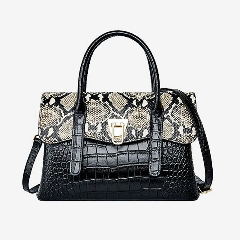 Women Genuine Leather Bag Real Cowhide Leather Snake pattern stitching bags 2021 women's brand Fashion Handbag Luxury Designer
Women Genuine Leather Bag Real Cowhide Leather Snake pattern stitching bags 2021 women's brand Fashion Handbag Luxury Designer