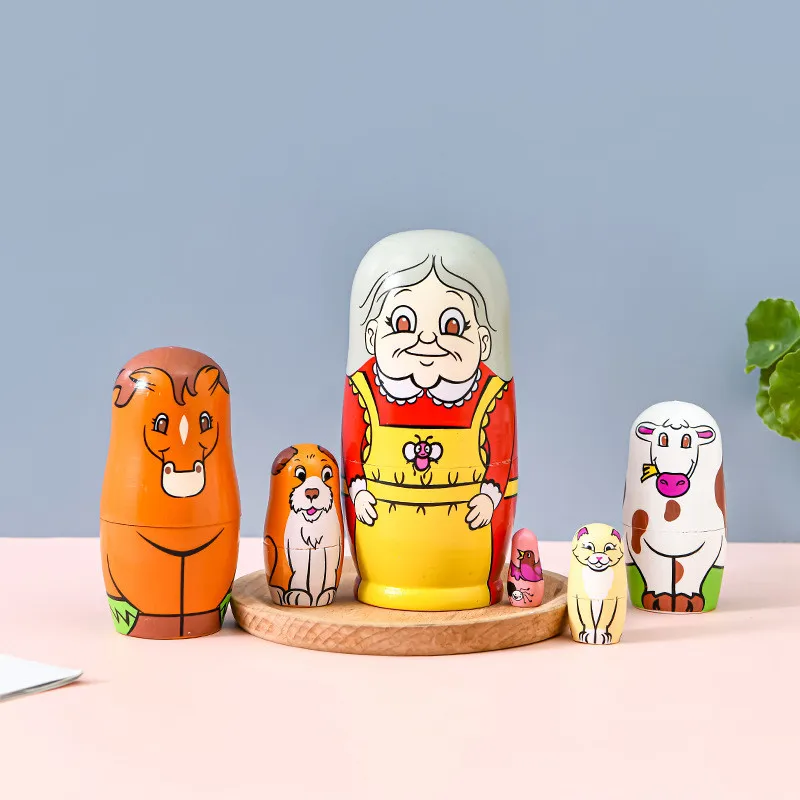 Characteristic Hand-printed Crafts 5 Layer Russian Dolls 1Set Art Cartoon Grandma Handicraft Decor Toys Gift
Characteristic Hand-printed Crafts 5 Layer Russian Dolls 1Set Art Cartoon Grandma Handicraft Decor Toys Gift