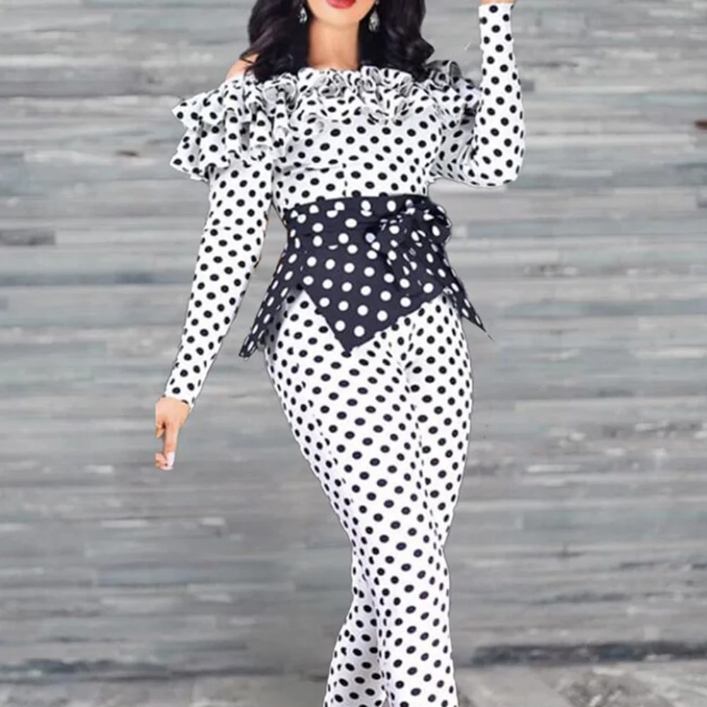 White Polka Dots Print Rompers Women Elegant Fitness Overalls Female Trousers Fall One Piece Outfit Club Sexy Jumpsuits African
White Polka Dots Print Rompers Women Elegant Fitness Overalls Female Trousers Fall One Piece Outfit Club Sexy Jumpsuits African