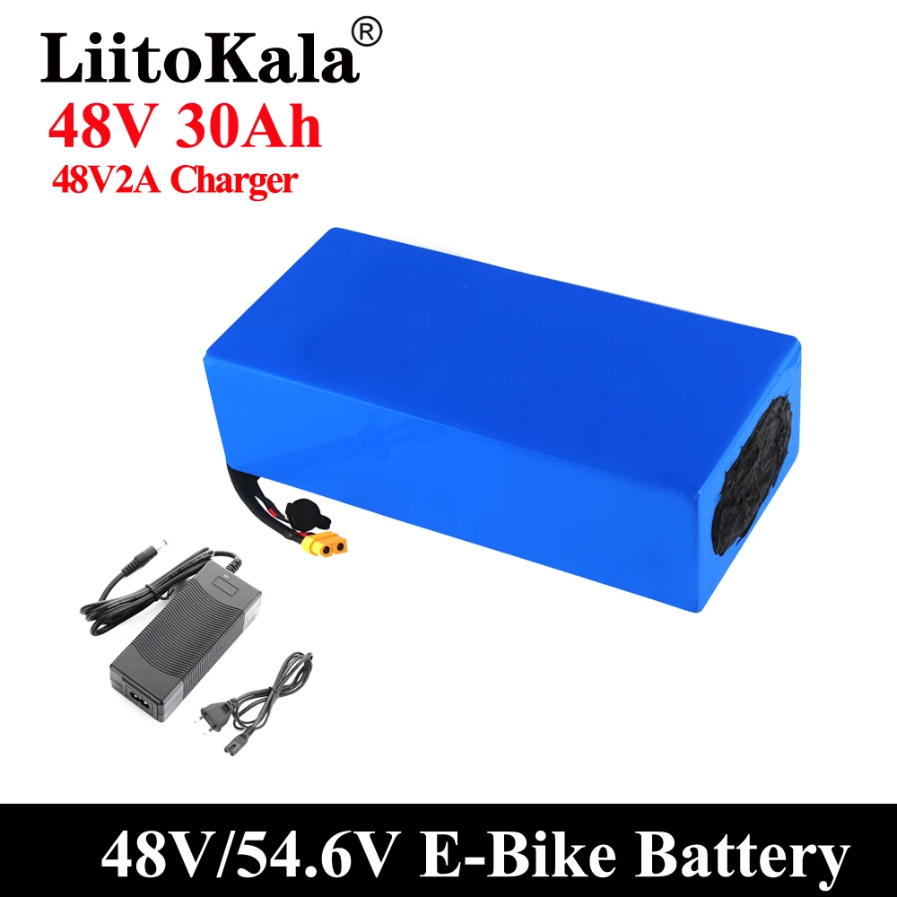 

LiitoKala 18650 48V 30ah 20AH 15ah 12ah 25ah Lithium Battery Pack 48V 1000W electric bicycle battery Built in 20A BMS 48V2A XT60