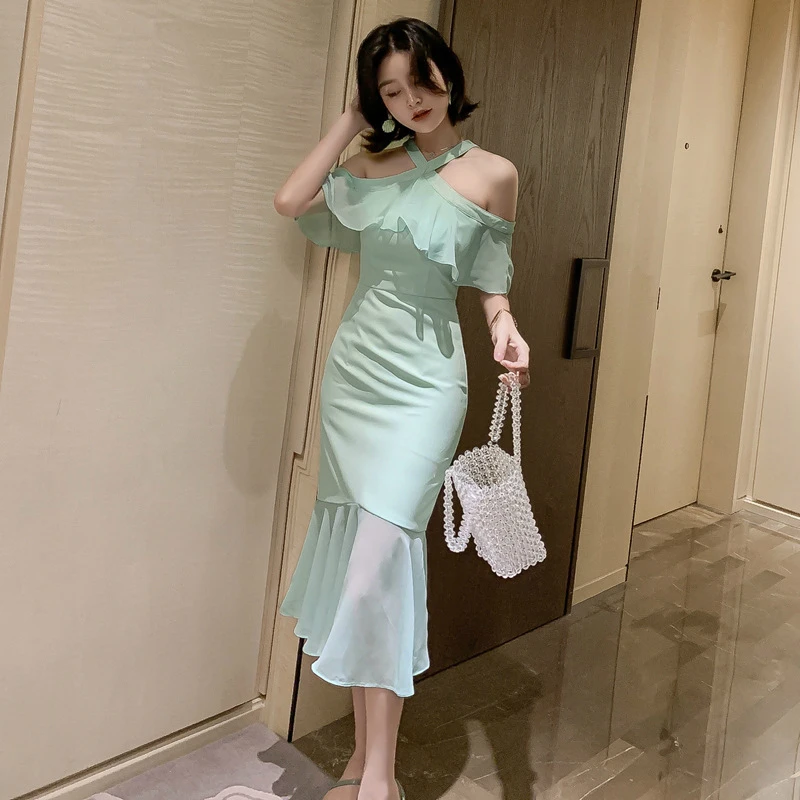 Summer Green Off Shoulder Dress Women Short Sleeve Sexy Party Dress Ladies Sheer Dinner Dresses for Women Vetement Femme 2020
Summer Green Off Shoulder Dress Women Short Sleeve Sexy Party Dress Ladies Sheer Dinner Dresses for Women Vetement Femme 2020