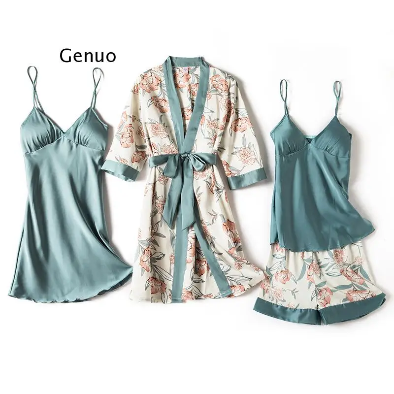 Pajamas for Women Pijama Mujer 4 Piece Set Sexy Ladies Pyjama Sleepwear Women Pajama Sets Sleep Lounge with Chest Pads Home Wear
Pajamas for Women Pijama Mujer 4 Piece Set Sexy Ladies Pyjama Sleepwear Women Pajama Sets Sleep Lounge with Chest Pads Home Wear