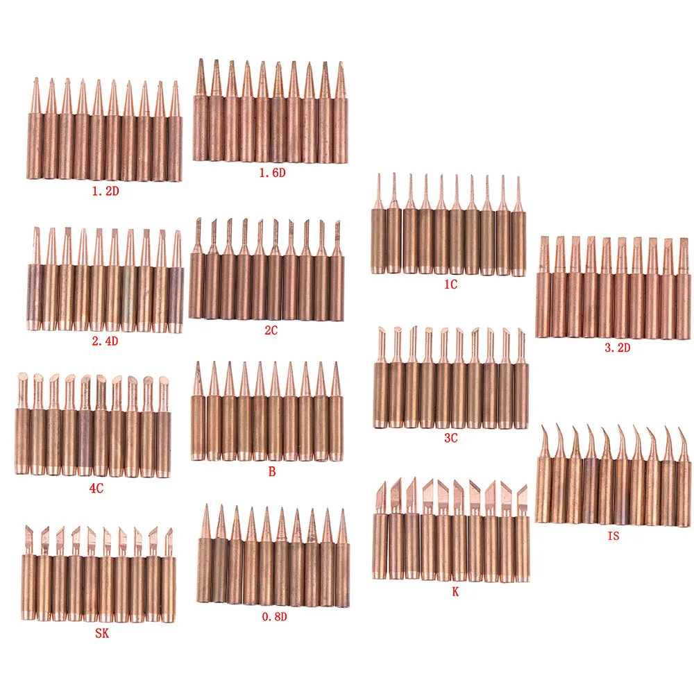 10pcs Soldering Iron Tips Welding Head Kit Set Copper 900M-T Lead-free For Hakko Atten Quick Soldering Station
10pcs Soldering Iron Tips Welding Head Kit Set Copper 900M-T Lead-free For Hakko Atten Quick Soldering Station