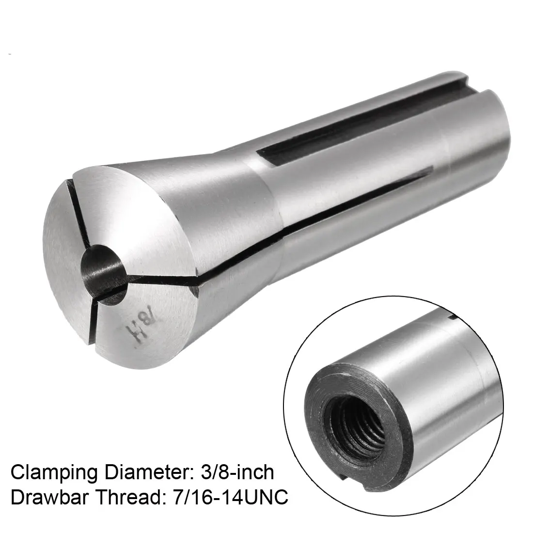 uxcell R8 Collet, 3/8 Inch Mill Chuck Holder 65Mn Spring Steel 7/16-14UNC Thread 
uxcell R8 Collet, 3/8 Inch Mill Chuck Holder 65Mn Spring Steel 7/16-14UNC Thread