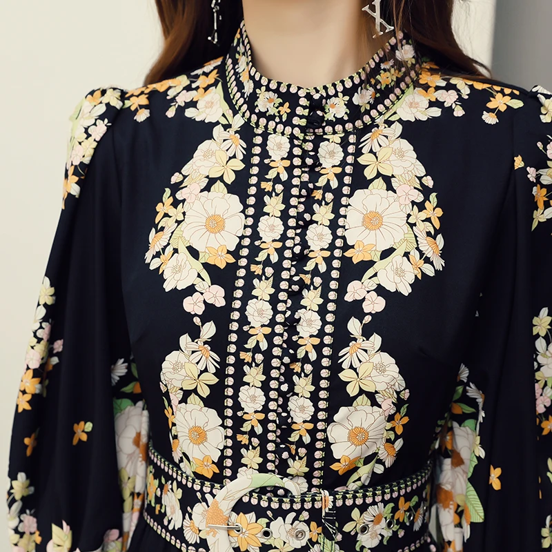 Quality New High Autumn Dress 2021 Fashion Style Women Vintage Print Belt Patchwork Long Sleeve Party Swing Dress Slim Ladies
Quality New High Autumn Dress 2021 Fashion Style Women Vintage Print Belt Patchwork Long Sleeve Party Swing Dress Slim Ladies