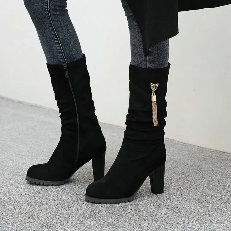 ZawsThia flock faux suede boots for woman pleated winter mid-calf booties for women elegant ladies high heels boots size 33-48
ZawsThia flock faux suede boots for woman pleated winter mid-calf booties for women elegant ladies high heels boots size 33-48