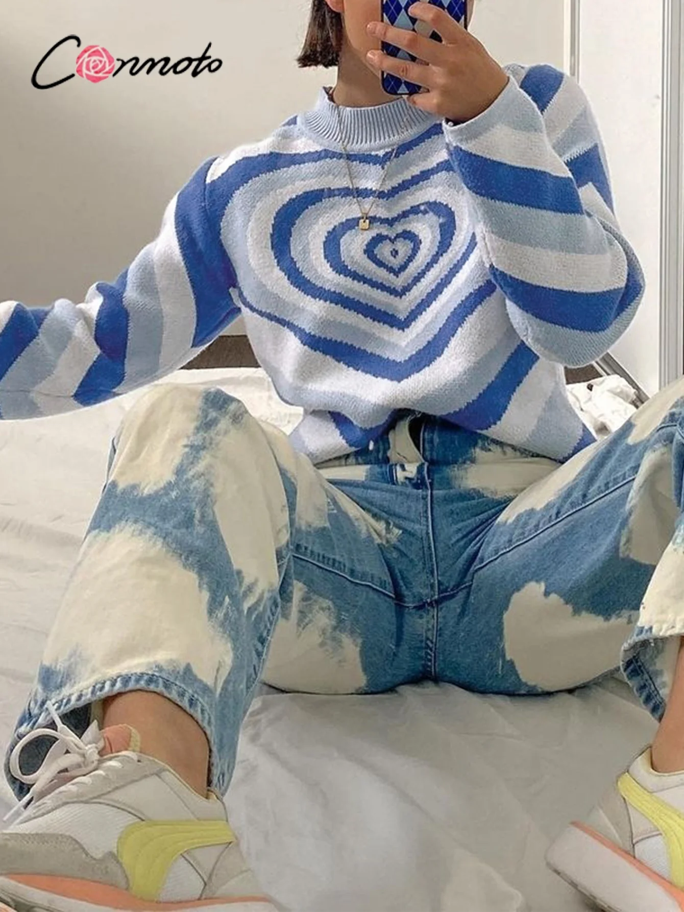 Conmoto Knitwear female basic jumper Love Y2K printed blue sweaters Casual women fashion basic o neck warm soft pullover 2021new
Conmoto Knitwear female basic jumper Love Y2K printed blue sweaters Casual women fashion basic o neck warm soft pullover 2021new