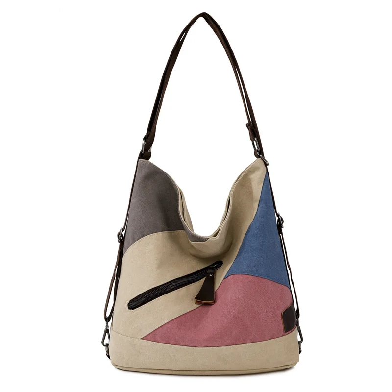 Women's Multifunctional Canvas Bag Ladies Patchwork Colors Vintage Handbag Women Shopping Bagpack Girls School Bags Sac A Main
Women's Multifunctional Canvas Bag Ladies Patchwork Colors Vintage Handbag Women Shopping Bagpack Girls School Bags Sac A Main