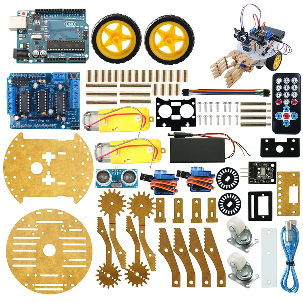 Unique 9G Servo Arm Mechanical Claw Robot Car DIY 2WD Smart Robot Car Kit For Arduino
Unique 9G Servo Arm Mechanical Claw Robot Car DIY 2WD Smart Robot Car Kit For Arduino