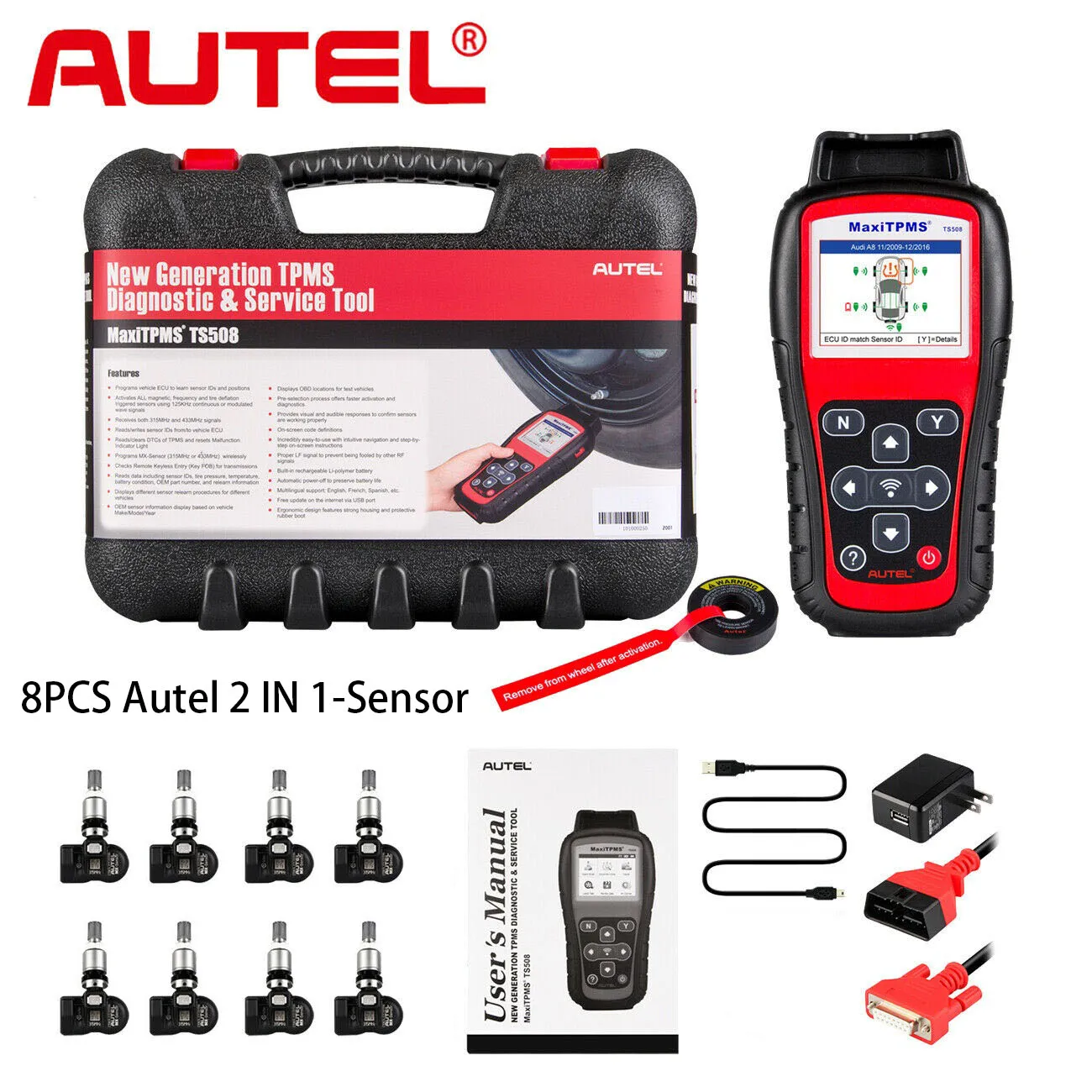 Autel MaxiTPMS TS508 TS501 TPMS диагностический инструмент давления в шинах лучше TS601 433 МГц 315 и