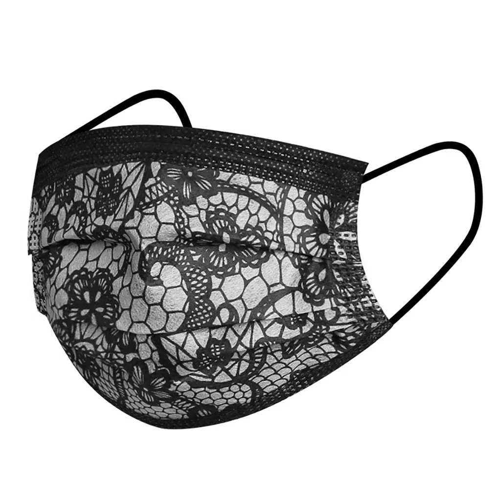 50PC Flower Lace Printing Adult Disposable Masks Three Layer Protective Breathable Mask Dustproof Earloops Face Cover
50PC Flower Lace Printing Adult Disposable Masks Three Layer Protective Breathable Mask Dustproof Earloops Face Cover