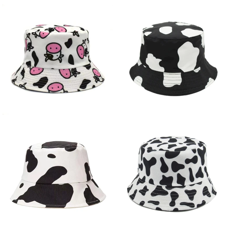 New Unisex Reversible Black White Cow Pattern Bucket Hats For Women Men Outdoor Sunbonnet Fedoras Beach Cap Panama Hip Hop Hat
New Unisex Reversible Black White Cow Pattern Bucket Hats For Women Men Outdoor Sunbonnet Fedoras Beach Cap Panama Hip Hop Hat