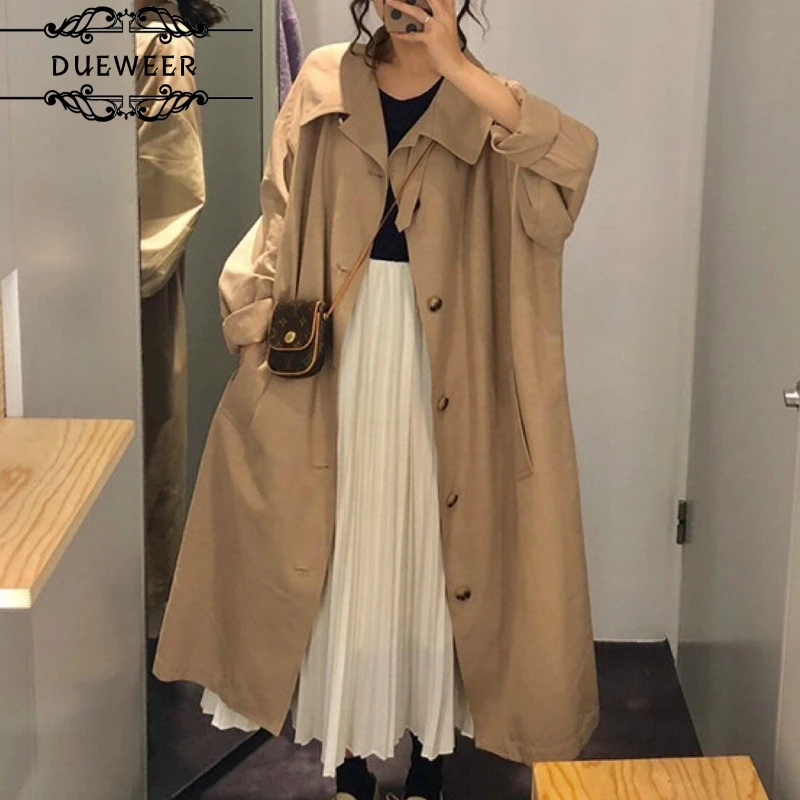 DUEWEER Trench Coats Women Solid Single Breasted Long Loose Fashion Korean Style Leisure Simple Ulzzang Harajuku Large Size
DUEWEER Trench Coats Women Solid Single Breasted Long Loose Fashion Korean Style Leisure Simple Ulzzang Harajuku Large Size