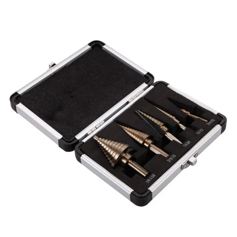 Hot 5Pcs HSS Step Drill Bit Aluminum Case Multiple Hole Drilling Bit Set for Metal Wood Drilling Hole Cutter Step Cone Drill
Hot 5Pcs HSS Step Drill Bit Aluminum Case Multiple Hole Drilling Bit Set for Metal Wood Drilling Hole Cutter Step Cone Drill