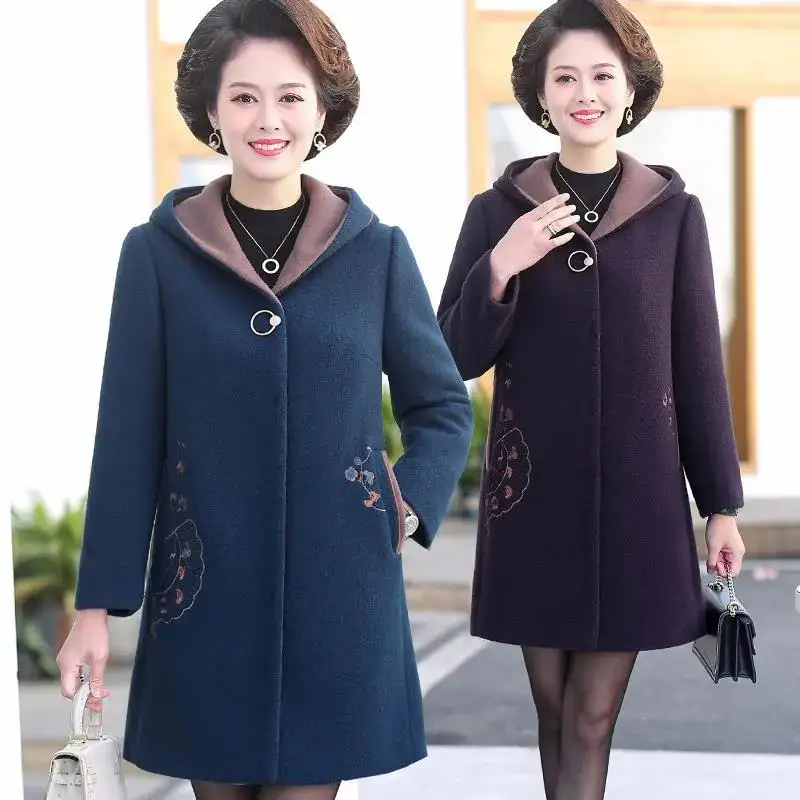 Middle-Aged Mothers Wear Autumn Winter Hooded Jacket Women's Mid-Length Plus Size 5XL Woolen Coat Clothing Add Cotton Thicken
Middle-Aged Mothers Wear Autumn Winter Hooded Jacket Women's Mid-Length Plus Size 5XL Woolen Coat Clothing Add Cotton Thicken