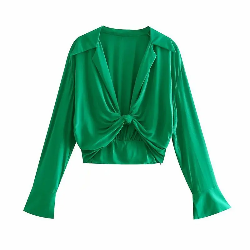 Женская винтажная укороченная блузка Za, повседневная Однотонная рубашка с длинным рукавом и боковой молнией, 2021
Женская винтажная укороченная блузка Za, повседневная Однотонная рубашка с длинным рукавом и боковой молнией, 2021