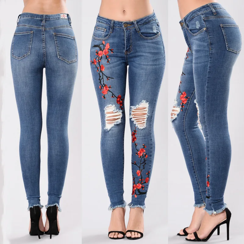 2021 Spring and Autumn New Fashion Casual Women's Pure Color Holes Embroidered Slim Hip-hop Denim Joggers Jeans for Women
2021 Spring and Autumn New Fashion Casual Women's Pure Color Holes Embroidered Slim Hip-hop Denim Joggers Jeans for Women
