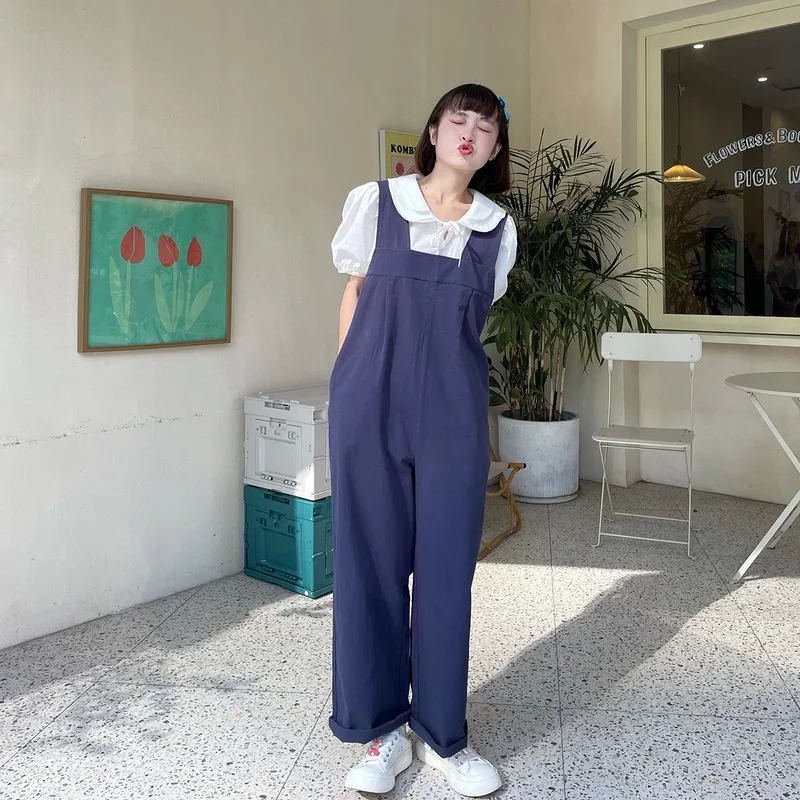 Harajpoo Women Trousers College Style Jumpsuit Students Loose Wild Straight Suspenders Long Wide Leg Casual Solid Color Pants 
Harajpoo Women Trousers College Style Jumpsuit Students Loose Wild Straight Suspenders Long Wide Leg Casual Solid Color Pants