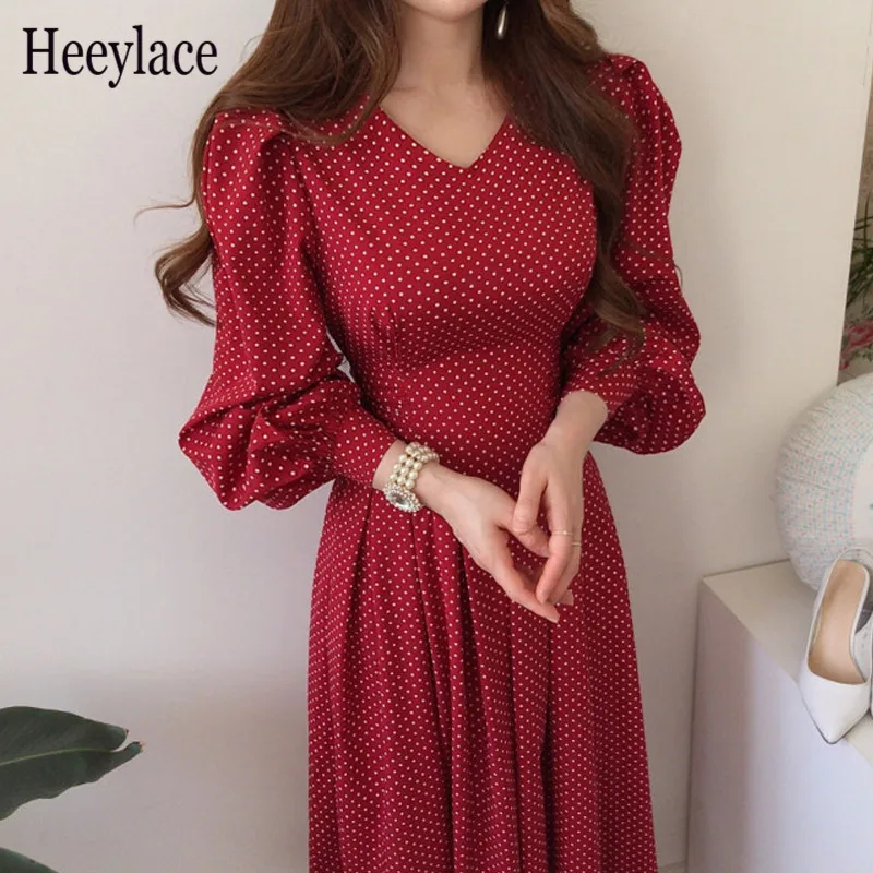 Spring Fashion French Vintage Maxi 2021 Ladies Lantern Sleeve Dot Chiffon Dresses Femme Autumn Robe
Spring Fashion French Vintage Maxi 2021 Ladies Lantern Sleeve Dot Chiffon Dresses Femme Autumn Robe