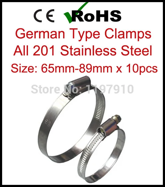 65mm-89mm x 10pcs German Type Worm Drive Quick Release Hose Clamp All 201 Stainless Steel Pipe Clips
65mm-89mm x 10pcs German Type Worm Drive Quick Release Hose Clamp All 201 Stainless Steel Pipe Clips