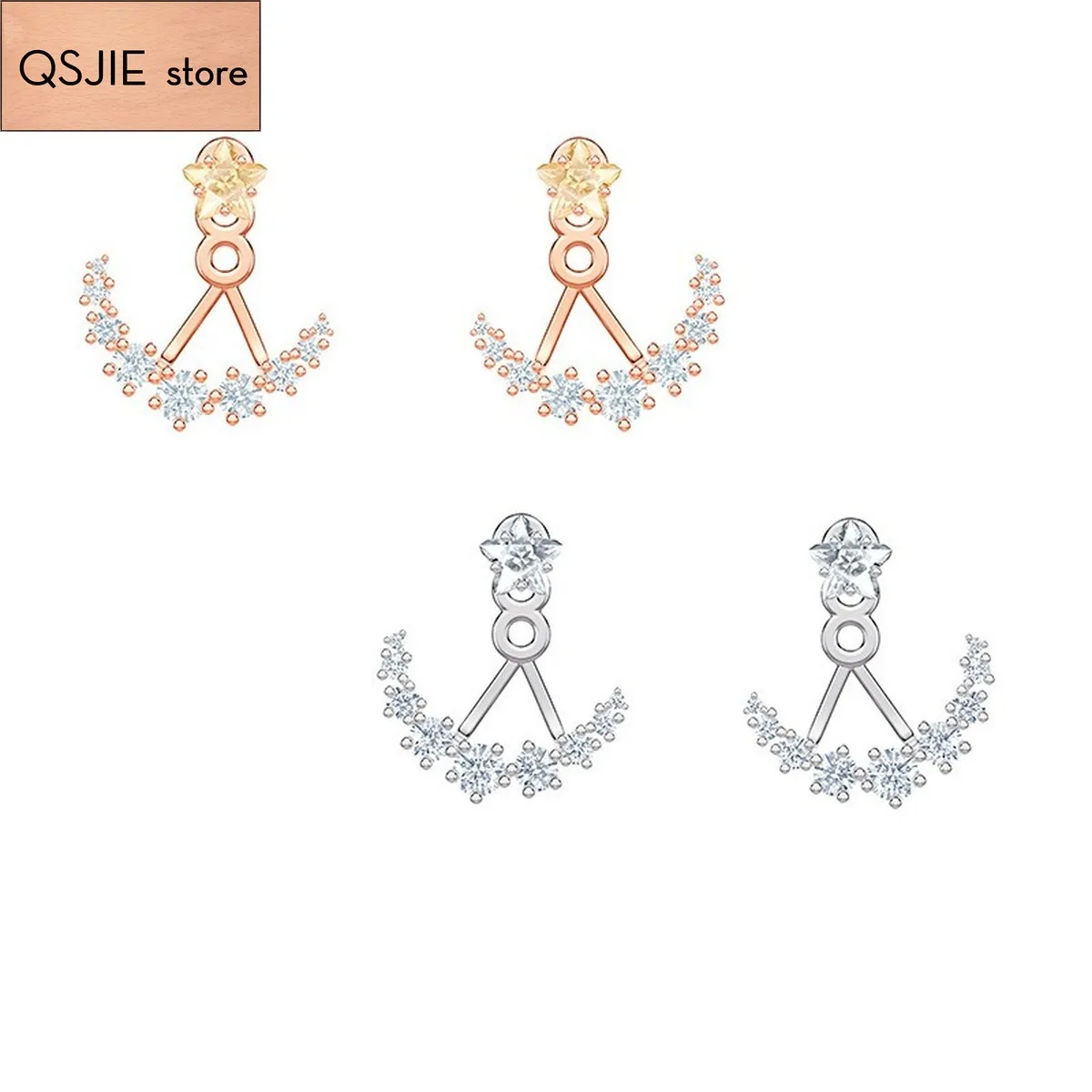 High Quality SWA Simple Design Elegant Romantic Star Precision Moon Earrings Charming Fashion Jewelry
High Quality SWA Simple Design Elegant Romantic Star Precision Moon Earrings Charming Fashion Jewelry