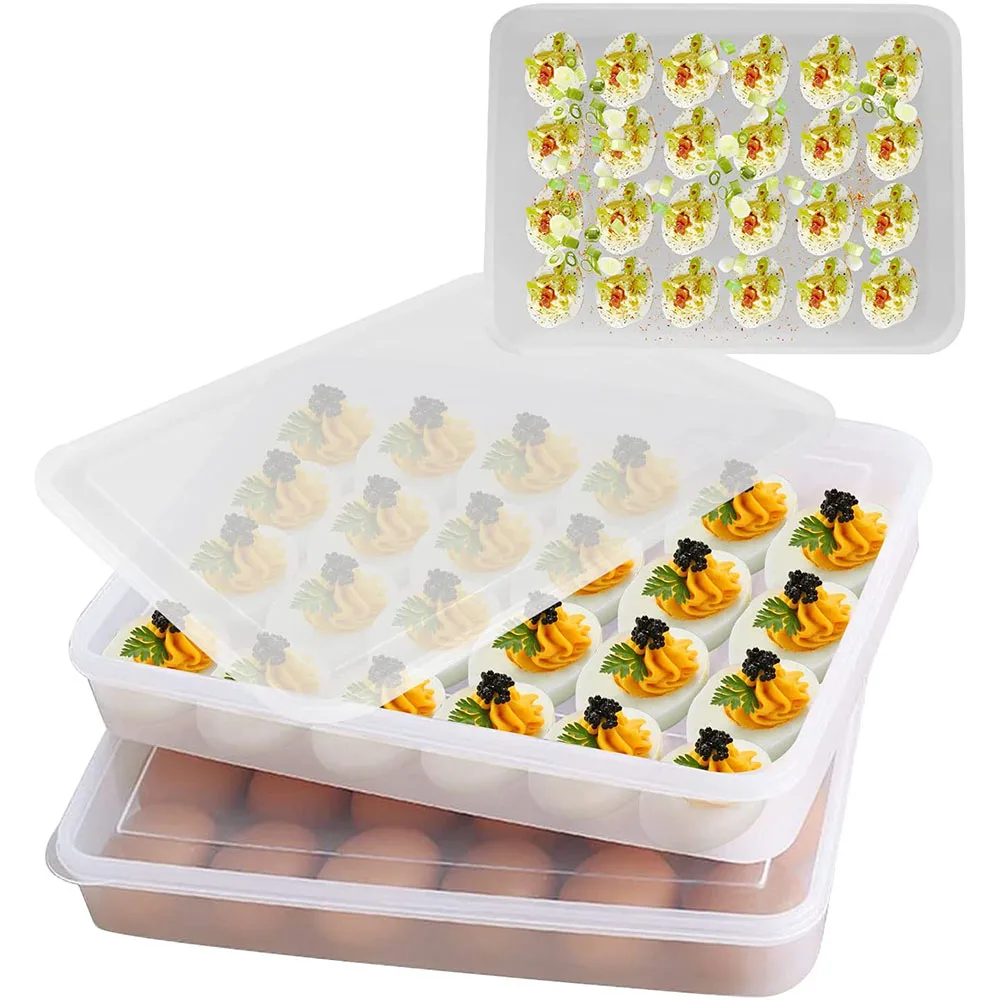 2 PCs Egg Holder Deviled Storage Box Containers Plastic Eggs Tray Carrier for Fridge Kitchen Stackable with Lid Fits 24 Eggs
2 PCs Egg Holder Deviled Storage Box Containers Plastic Eggs Tray Carrier for Fridge Kitchen Stackable with Lid Fits 24 Eggs