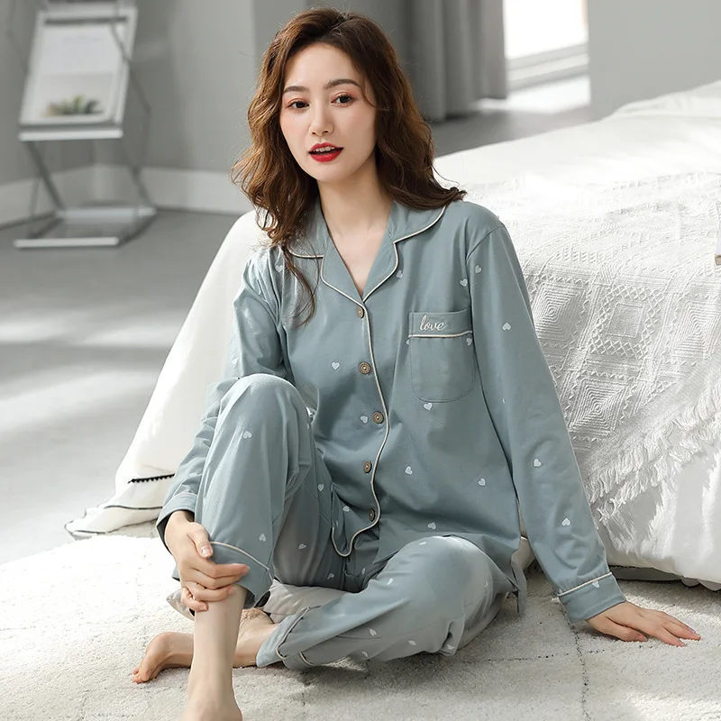 Spring Autumn Pajamas Women's Pijamas Cotton Long Sleeve Trousers Lapel Cardigan Oversize Home Suit Korean Winter Sleepwear Set
Spring Autumn Pajamas Women's Pijamas Cotton Long Sleeve Trousers Lapel Cardigan Oversize Home Suit Korean Winter Sleepwear Set