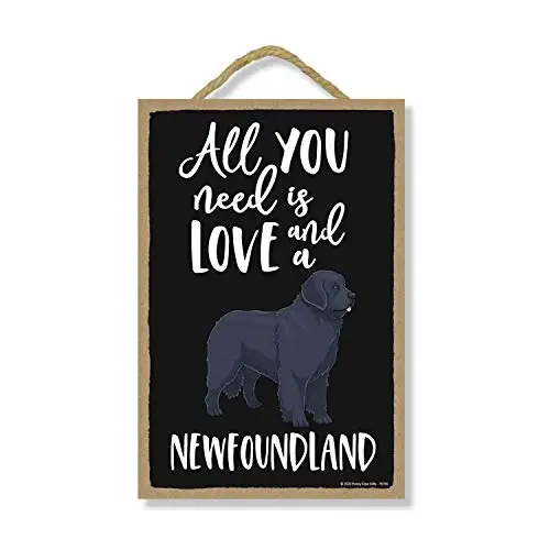 

Honey Dew Gifts All You Need is Love and a Newfoundland Wooden Home Decor for Dog Pet Lovers, Hanging Decorative Wall Sign,