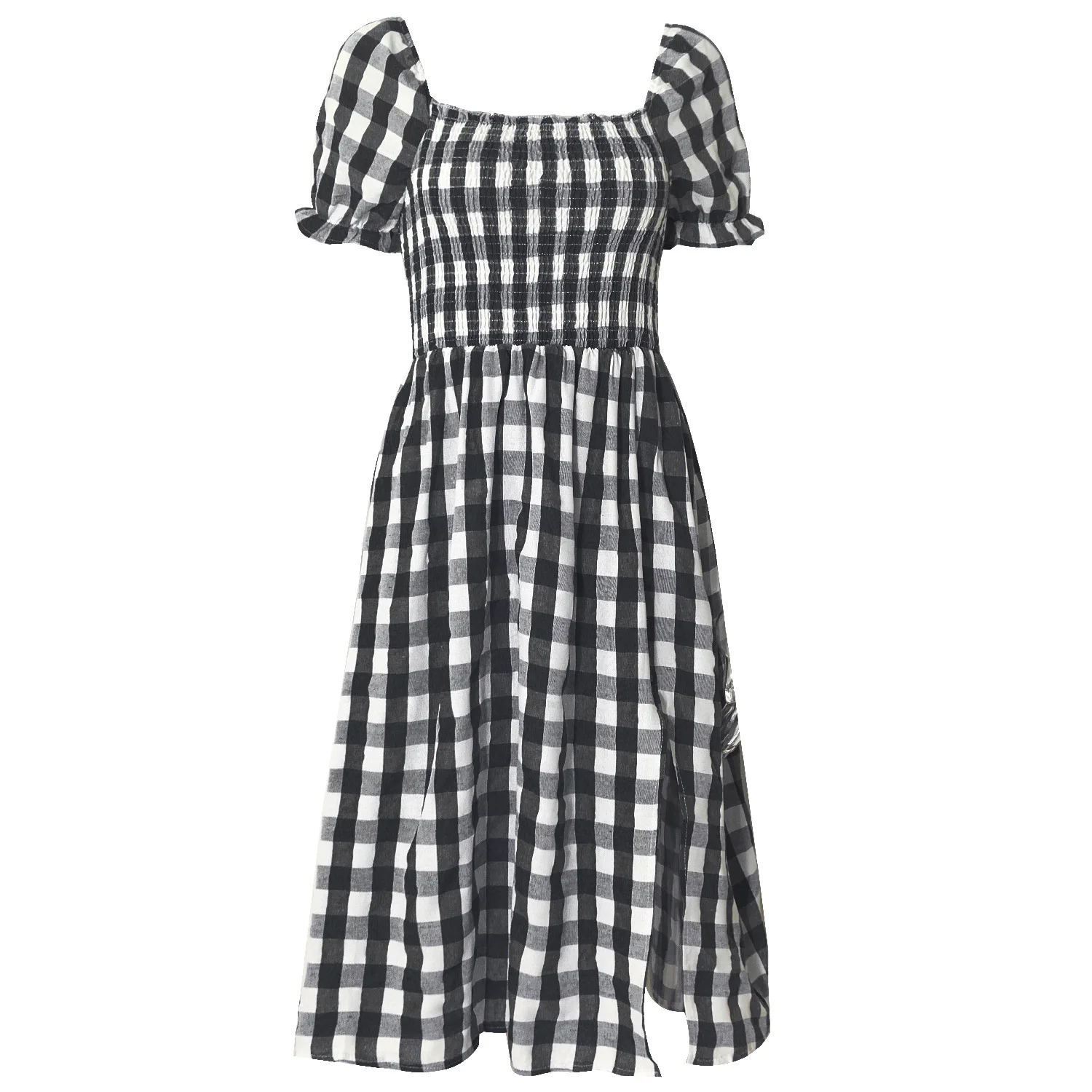 2021 Summer New Women's Square Collar Puff Sleeve Plaid Pleated Dress Casual Commuter Holiday Style
2021 Summer New Women's Square Collar Puff Sleeve Plaid Pleated Dress Casual Commuter Holiday Style