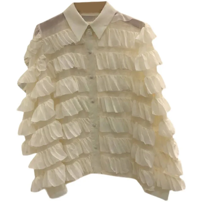SHENGPALAE Fashion Chic White Blouse Women's Autumn 2021 New Lapel Loose Single Breasted Multi-storey Lace Long Sleeve Shirt
SHENGPALAE Fashion Chic White Blouse Women's Autumn 2021 New Lapel Loose Single Breasted Multi-storey Lace Long Sleeve Shirt