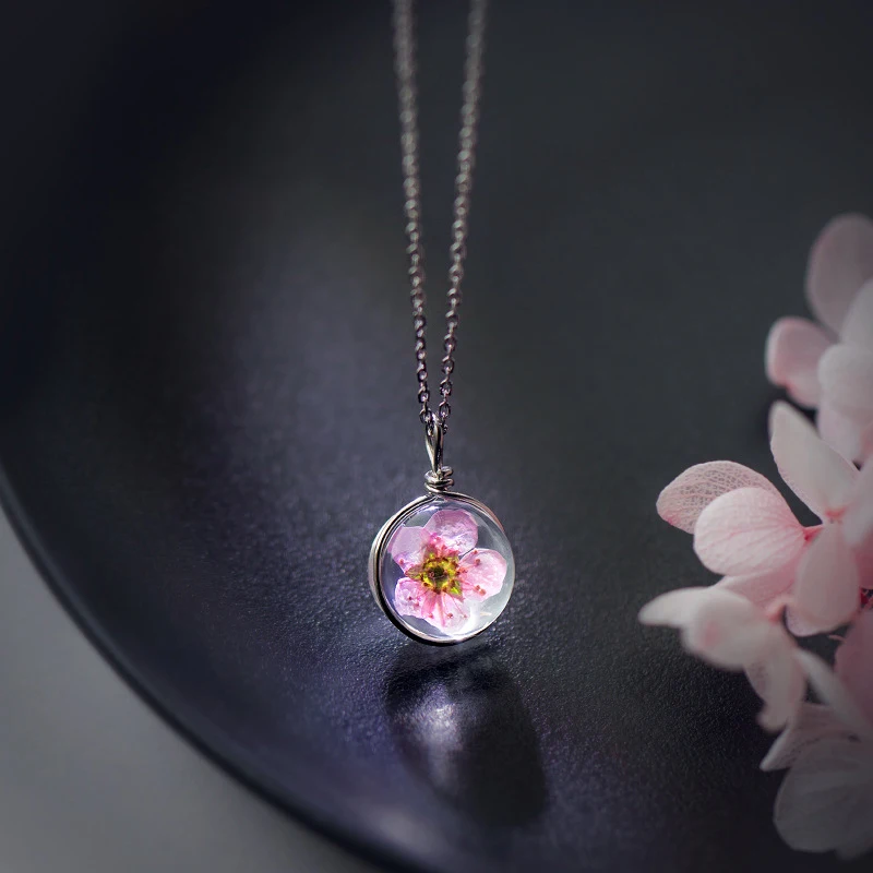 

Colusiwei Настоящее ожерелье с цветком персика для женщин модные цветы 925 стерлингового серебра цепочки колье для женщин Bijoux