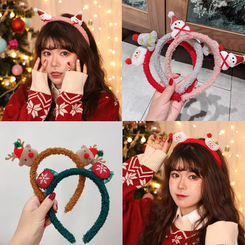 

Christmas Headband Santa Claus Hairband Snowman Headband Hair Accessories Christmas Antlers Headband Christmas Style Cartoon