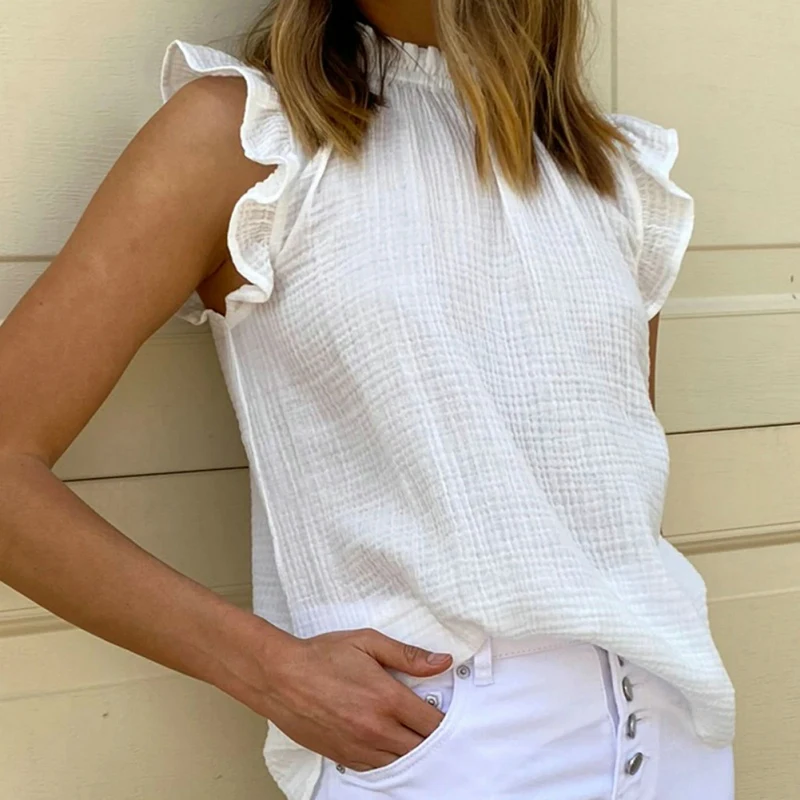Womans Tank Top Shirts Half-Height Collar Backless Knitted Black Sleeveless Fashion Shirt 
Womans Tank Top Shirts Half-Height Collar Backless Knitted Black Sleeveless Fashion Shirt