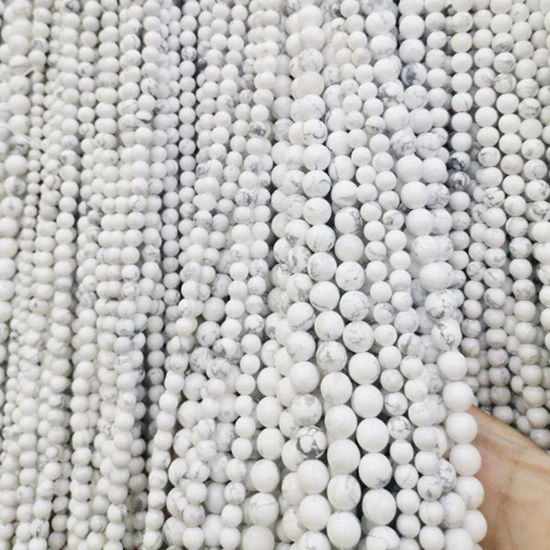

Marble White Howlite Beads 4 6 8 10 12mm Round Loose Beads Stone Strand for DIY Jewelry Making Accessories Supplies