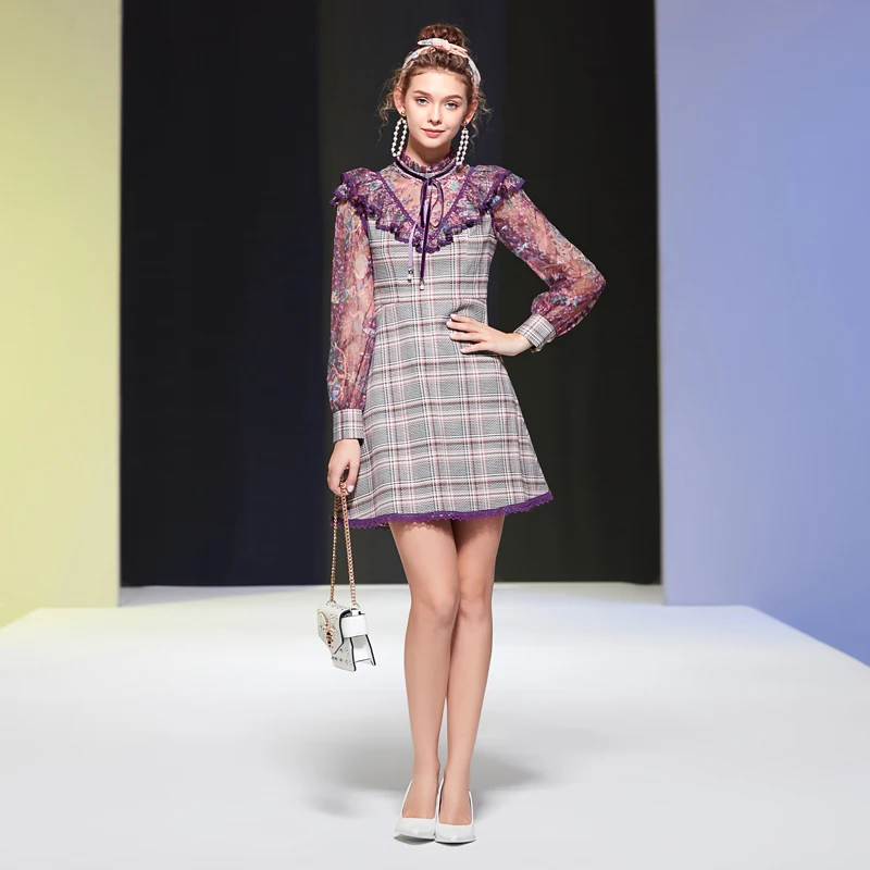 Fashion Designer Vintage Spring Ruffle Lace Print Long Sleeve Stitching Plaid Slim Fashion New Party Vacation Women'S Mini Dress
Fashion Designer Vintage Spring Ruffle Lace Print Long Sleeve Stitching Plaid Slim Fashion New Party Vacation Women'S Mini Dress