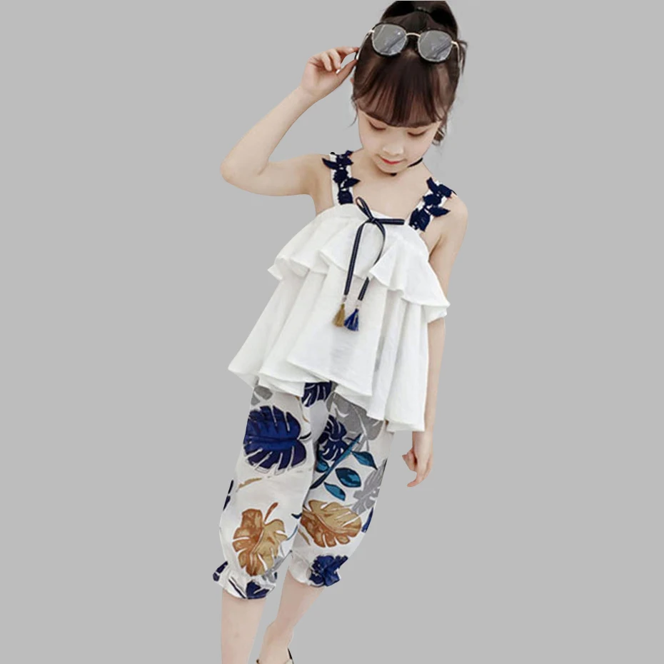 Girls Clothes Set Solid Vest Flowers Pants 2 PCS Girls Set Teenage Kids Children Summer Suits 6 8 10 12 13 14 year
Girls Clothes Set Solid Vest Flowers Pants 2 PCS Girls Set Teenage Kids Children Summer Suits 6 8 10 12 13 14 year