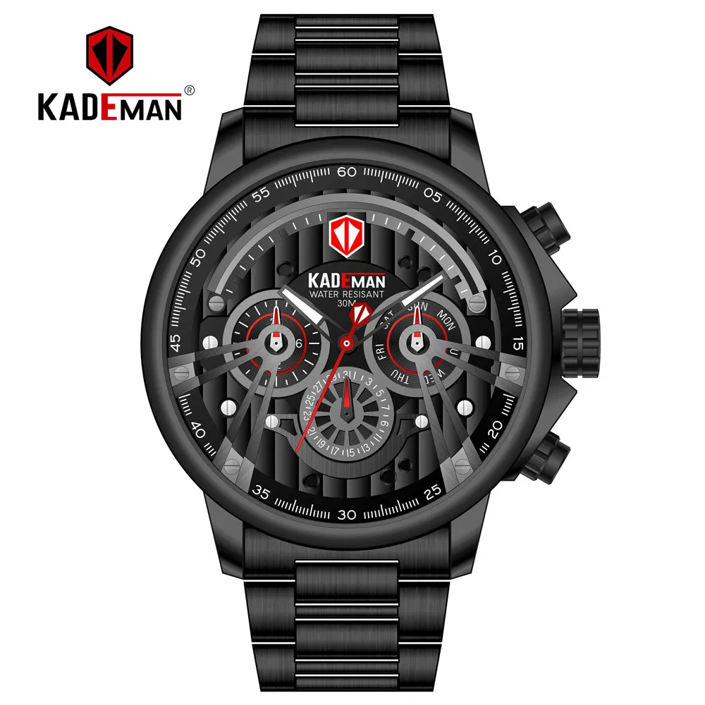 KADEMAN Mens Watches Top Brand Fashion Forward Sport Watches Week Display Quartz Wristwatches Stainless Steel Hardlex Erkek Kol
KADEMAN Mens Watches Top Brand Fashion Forward Sport Watches Week Display Quartz Wristwatches Stainless Steel Hardlex Erkek Kol