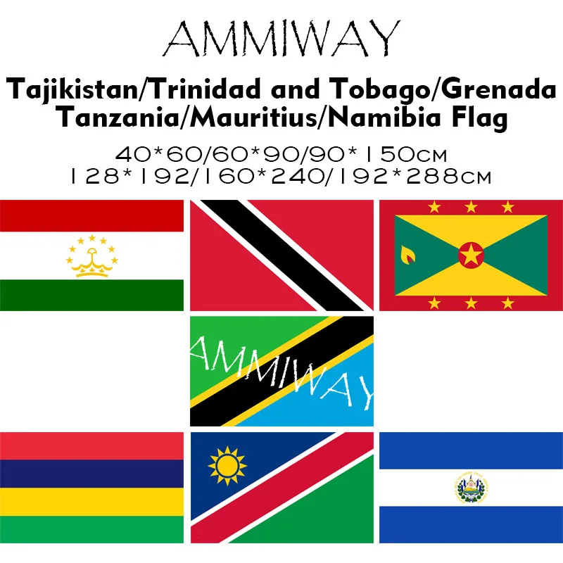 AMMIWAY любой размер Tajikistan Trinidad и Tobago Grenada tanzia Mauritius Namibia World двойные флаги