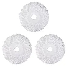 New 3 Replacement Mop Micro-Head Refill for 360° Spin Magic Mop-Microfiber Replacement Mop Head-Round Shape Standard Size (White