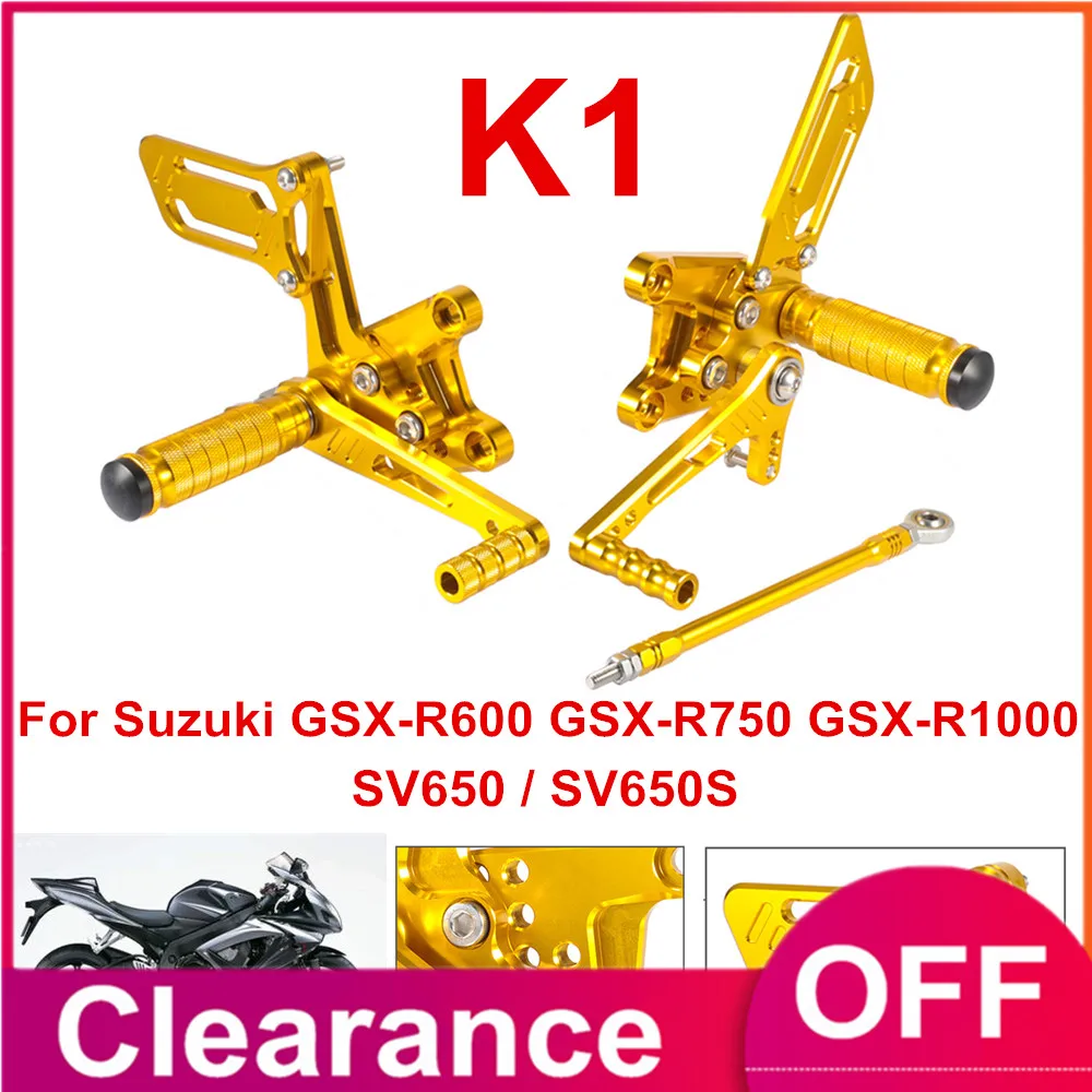 Motorcycle Footrests CNC Golden Adjustable Rider Rear Sets Rearset Footrest Foot Pegs For Suzuki GSX-R 600 750 1000 SV650 SV650S
Motorcycle Footrests CNC Golden Adjustable Rider Rear Sets Rearset Footrest Foot Pegs For Suzuki GSX-R 600 750 1000 SV650 SV650S
