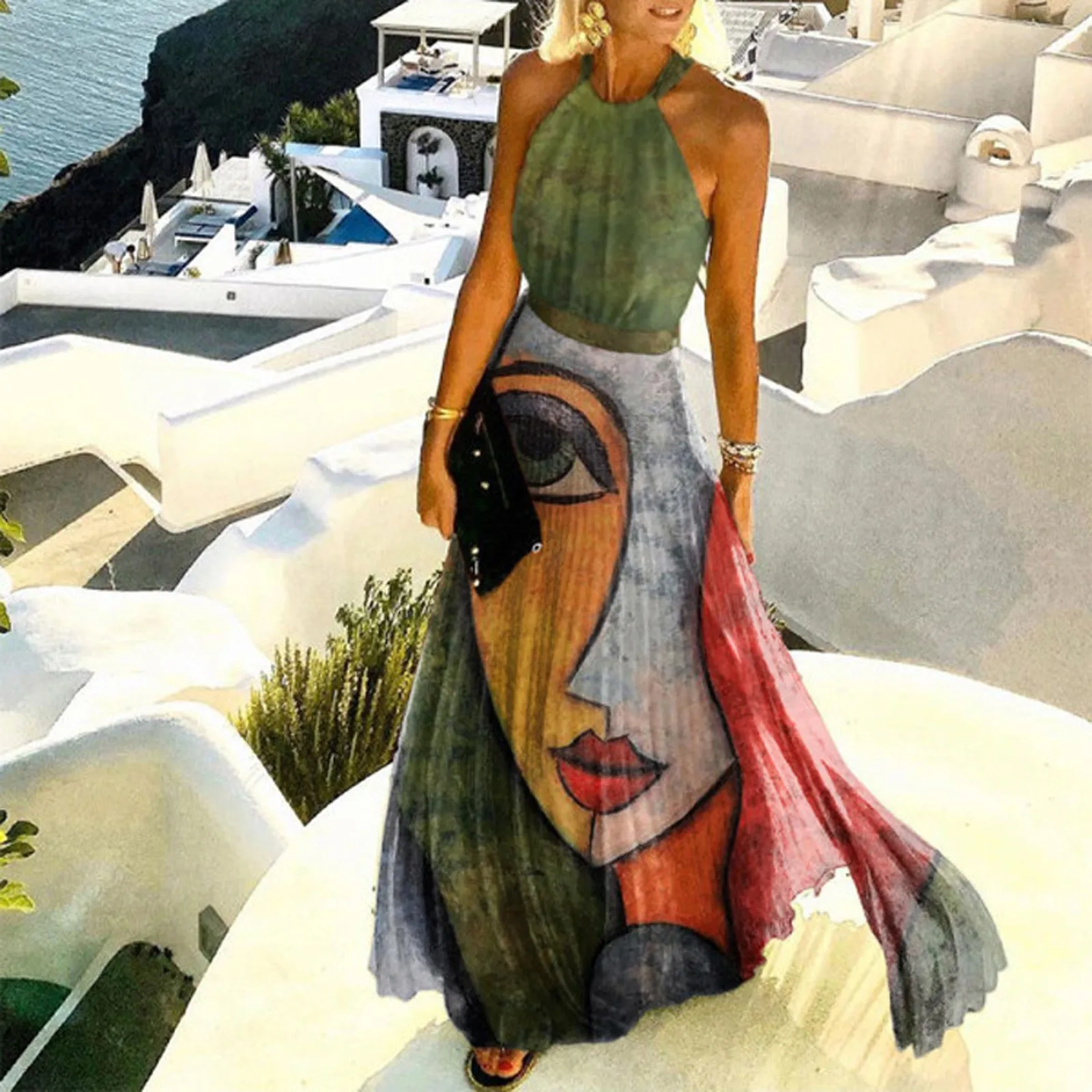 Женское длинное Плиссированное Платье, модное сексуальное Пляжное Платье макси с О-образным вырезом и лямкой на шее, элегантное праздвечер... 
Женское длинное Плиссированное Платье, модное сексуальное Пляжное Платье макси с О-образным вырезом и лямкой на шее, элегантное праздвечер...