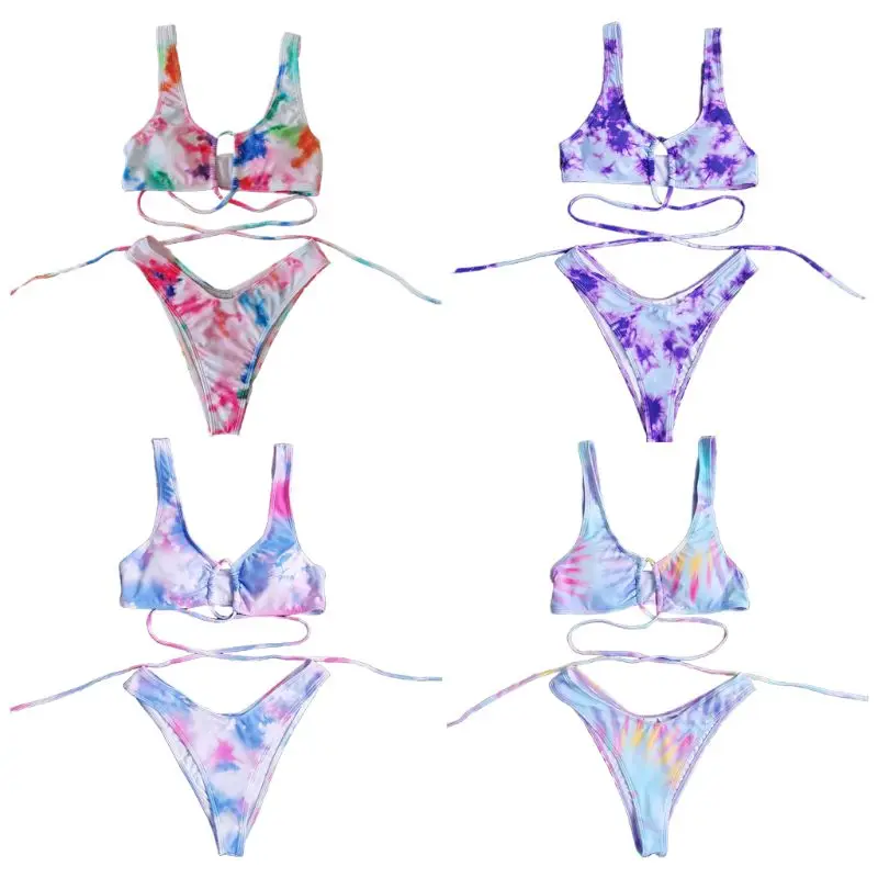 Women Sexy Bikini Set Rainbow Tie-Dye Swimsuit Hollow Cross Strappy Bathing Suit new
Women Sexy Bikini Set Rainbow Tie-Dye Swimsuit Hollow Cross Strappy Bathing Suit new